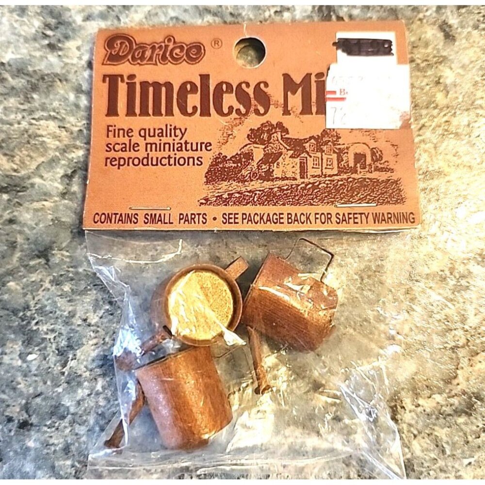 Darice Timeless Minis Dollhouse Miniature Rusty Metal Watering Cans Vintage